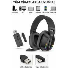 Komc GT-100 Rgb Aydınlatmalı Tri-Mode Kablosuz Gaming Kulaklık - 2.4g, Bluetooth, Type-C, Sıfır Gecikme E-Spor / Fps Kulaklığı