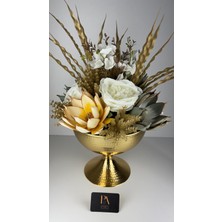Palpe Gold Metal Vazo Eva Tanzim Kız Isteme Yapay Çiçek Nişan Sevgili Söz Aranjman Sehpa Masa Çiçeği Dekor