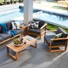 Sisuprintlab Verona Masif Ahşap Bahçe Mobilyası Oturma Grubu 4 Parça | Balkon Teras Veranda Seti