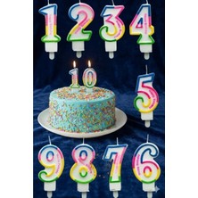 Bal10 Dünyası Gökkuşağı Renk Doğum Günü Rakam Pasta Mumu Yaş-3