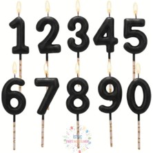 İstoç Parti Siyah Renk Doğum Günü Rakam Pasta Mumu Yaş-0