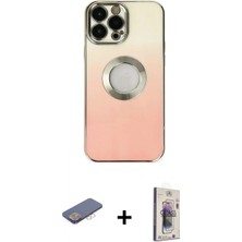 İlk El Grup Ieg™ iPhone 13 Pro Max Kutup Yansıma Özel Seri - Siyah Bilvis 3D Cam Ekran Koruyucu + Pembe Renkli Kamera Lens Koruma Cam
