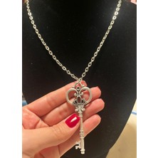 Agatha Christie'nin Anahtar Kolyesi Vintage Gümüş Kaplama Anahtar Kolye