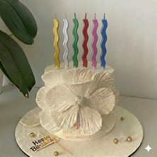 Best Parti 6'lı Dalgalı Şekilli Karışık Renkler Pasta Mumu