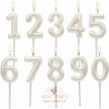 Best Parti Beyaz Renk Doğum Günü Rakam Pasta Mumu Yaş-8