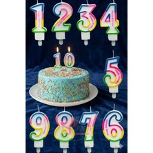 Best Parti Gökkuşağı Renk Doğum Günü Rakam Pasta Mumu Yaş-8