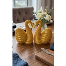 Razmo Modern Dekoratif Ikili Altın Kuğu Biblo Seti – Estetik Salon ve Ofis Aksesuarı