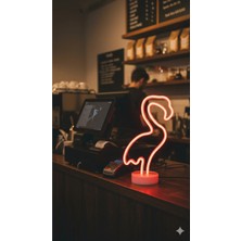 Led Level Flamingo Neon LED Kırmızı Gece Lambası Neon LED Işıklı Masa Lambası Dekoratif Aydınlatma Adabtörlü