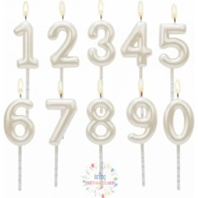 İstoç Parti Beyaz Renk Doğum Günü Rakam Pasta Mumu Yaş-9