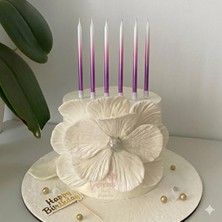 Rönesans Parti 6'lı Ince Pembe Renk Pasta Mumu 12,5 cm