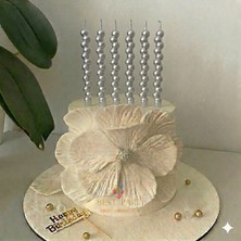 Best Parti 6'lı Boncuk Şekilli Gümüş Renk Pasta Mumu