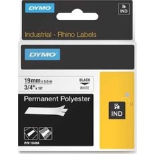 Dymo Rhinopro Sabitpolyster Şerit 19Mm X 5.5 Metre Beyaz / Siyah 18484