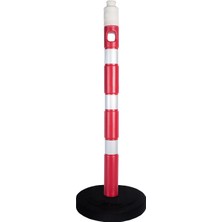 Trafik Plus Dubalı Kırmızı Uyarı Dikmesi, Kauçuk Taban 100X6 cm