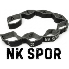 Nk Spor 1 Adet Örme Elastik Direnç Bandı - Kademeli Pilates Germe Bandı Pembe Siyah-Fonksiyonel Egzersiz Bandı-Kaymaz Örme Kumaş Direnç Lastiği