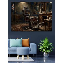 Tablomega Klasik Berber Salonu ve Koltuğu Dekoratif Kanvas - Mdf Ahşap Tablo