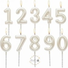 Bal10 Dünyası Beyaz Renk Doğum Günü Rakam Pasta Mumu Yaş-6