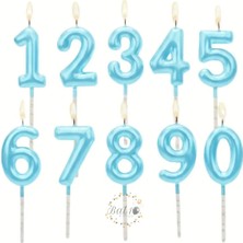 Bal10 Dünyası Mavi Renk Doğum Günü Rakam Pasta Mumu Yaş-3