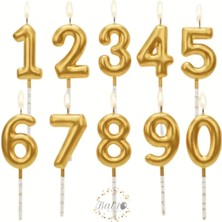 Bal10 Dünyası Gold Renk Doğum Günü Rakam Pasta Mumu Yaş-9