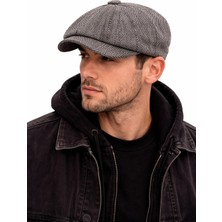 Valkyrie Unisex Gri Balıksırtı Kasket Şapka Vintage Ingiliz Stil 8 Dilimli Newsboy Cap