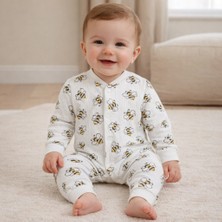 Nayinom Kız Bebek Erkek Bebek Yenidoğan Pamuklu Arı Desenli Manşetli Bebek Tulumu