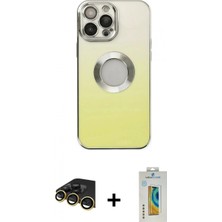 İlk El Grup Ieg™ iPhone 14 Pro Max Kutup Yansıma Özel Seri - Siyah Polymer Nano Ekran Koruyucu + Gold Raze Metal Kamera Lens