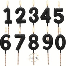 Bal10 Dünyası Siyah Renk Doğum Günü Rakam Pasta Mumu Yaş-8