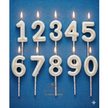 Best Parti Beyaz Renk Doğum Günü Rakam Pasta Mumu Yaş-3