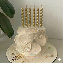 İstoç Parti 6'lı Boncuk Şekilli Gold Renk Pasta Mumu