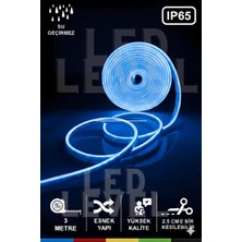 Led Level 12 Volt 3 Metre Gün Işığı Mavi Neon Şerit LED Esnek Silikonlu+Adaptör +Anahtarlı