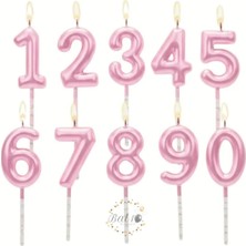 Bal10 Dünyası Pembe Renk Doğum Günü Rakam Pasta Mumu Yaş-6