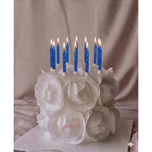 Rönesans Parti 10'lu Burgulu Küçük Mavi Renk Pasta Mumu 7 cm