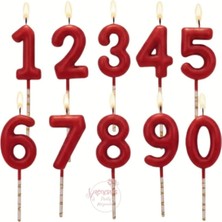Rönesans Parti Kırmızı Renk Doğum Günü Rakam Pasta Mumu Yaş-1