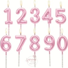 Rönesans Parti Pembe Renk Doğum Günü Rakam Pasta Mumu Yaş-0