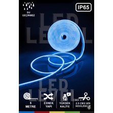 Led Level 12V Neon LED Şerit Mavi Işık Neon LED 5 Metre Prize Tak Çalıştır Anahtarlı +Adaptörlü