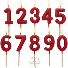 İstoç Parti Kırmızı Renk Doğum Günü Rakam Pasta Mumu Yaş-7