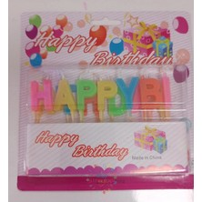 İstoç Parti Happy Bırthday Yazılı Renkli Pasta Mumu Seti