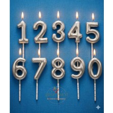 Best Parti Gümüş Renk Doğum Günü Rakam Pasta Mumu Yaş-9