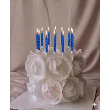 Best Parti 10'lu Burgulu Küçük Mavi Renk Pasta Mumu 7 cm