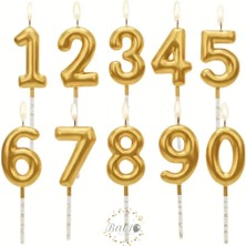 Bal10 Dünyası Gold Renk Doğum Günü Rakam Pasta Mumu Yaş-8