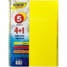 Uninote Çınar Spiralli Ayraçlı Defter İdea A5 150 Yaprak 4+1 (4 Kareli 1 Çizgili) 66001 (Karışık Renk 1 Adet)
