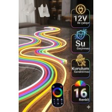 Led Level 12V 20 Metre Rgb Neon Şerit LED 16 Renkli Rf Kumandalı Animasyonlu Adaptörlü + 30ADET Montaj Aparatı