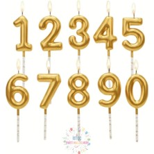 İstoç Parti Gold Renk Doğum Günü Rakam Pasta Mumu Yaş-4