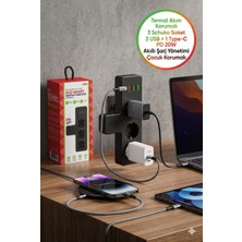 Toyfest 3’lü Akım Korumalı Priz Çoğaltıcı 3 USB + Type-C Pd 20W Hızlı Şarj Duvar Tipi