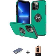 İlk El Grup Ieg™ iPhone 13 Pro Max Odak Form Prime - Şeffaf Maxco Cam Ekran Koruyucu + Yeşil Renkli Kamera Lens Koruma Cam