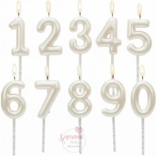 Rönesans Parti Beyaz Renk Doğum Günü Rakam Pasta Mumu Yaş-1