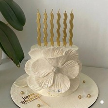 Bal10 Dünyası 6'lı Dalgalı Şekilli Gold Renk Pasta Mumu