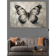 Artmeg Siyah Beyaz Dev Kanatlı Kelebek Dekoratif Kanvas - Mdf Ahşap Tablo