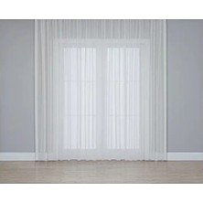 Esranın Dünyası Keten Dokulu Modern Tül Perde (Krem, 200 x 260)