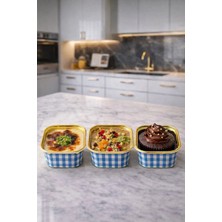 Trend Hediye Sepeti 25'li Kare Mavi Pötikare Gold Cupcake, Muffin Kek Kalıbı, Airfryer Uyumlu