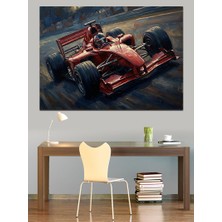 Artmeg Pistte Hız Yapan Kırmızı Formula Dekoratif Kanvas - Mdf Ahşap Tablo